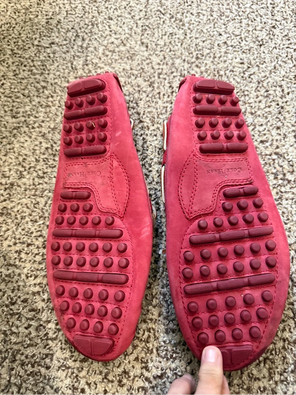 Cole Haan Pink Suede Boat Shoes with Tan Laces